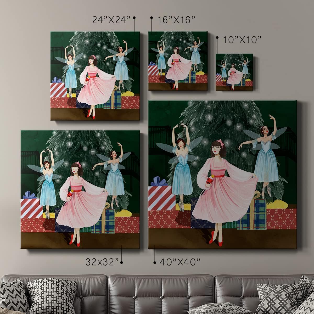 Renditions Gallery Fantasy Canvas Artwork - Beach House Decor, Lady Fairy Christmas Nutcracker Modern Paintings