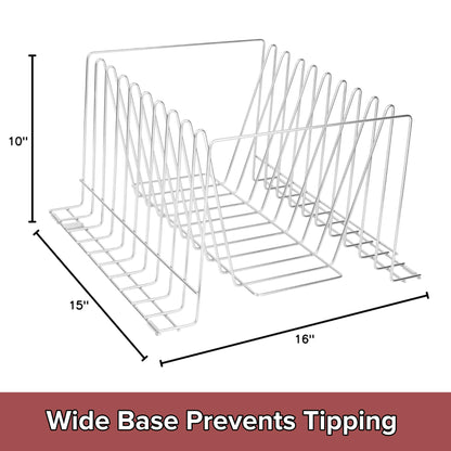 Thirteen Chefs Stainless Steel Cutting Board Rack - Ten 1" Slots fits Baking Sheets, Pans and Lids - Commercial Grade Organizer and NSF Stamped for Restaurants and Kitchens