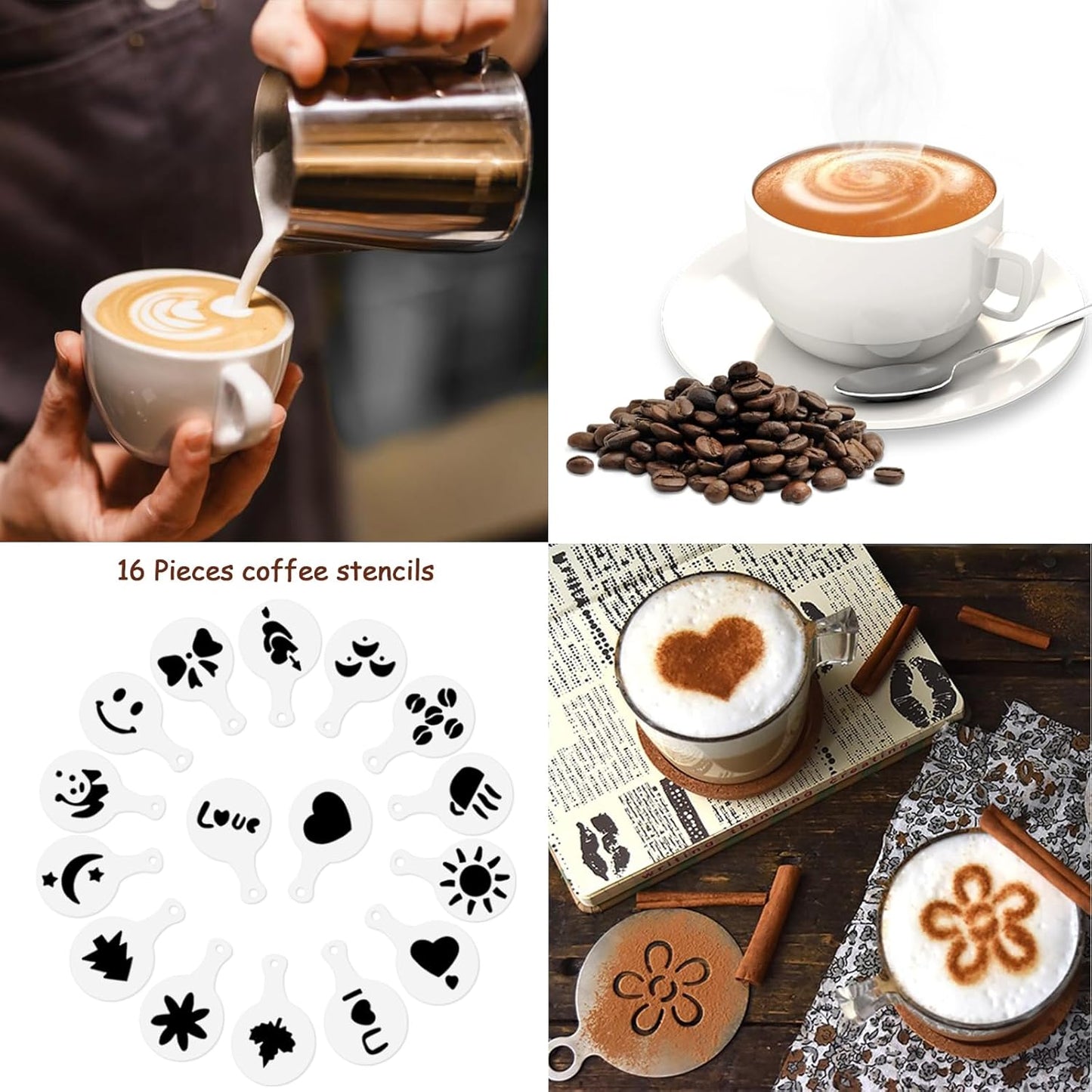 FITNATE Rechargeable Milk Frother with Stand, Handheld Drink Mixer with 3 Stainless Whisks for Coffee & Latte