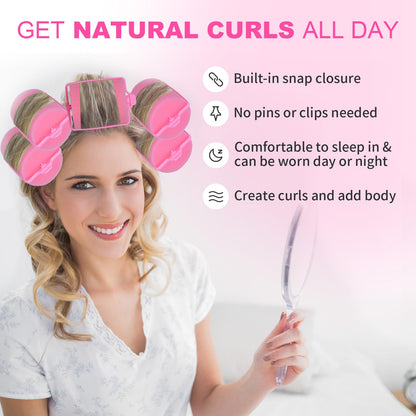 36 Pieces Foam Sponge Hair Rollers - Soft Sleeping Flexible Styling Curlers for Hair Styling (Pink)