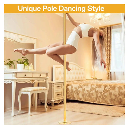 Ktann Removable Dance Pole Kit 45mm Adjustable Dance Pole - Spinning/Static Mode, Heavy-Duty Steel, Ideal for Home Workouts(Gold)
