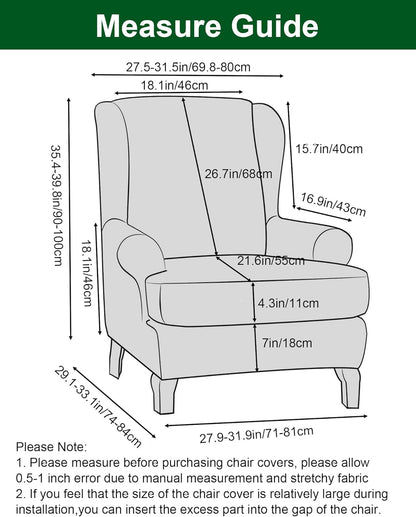 2 Chair,A02 CRFATOP Printed Wing Chair Slipcovers Piece Stretch Wingback Chair Cover Spandex Fabric Wingback Armchair