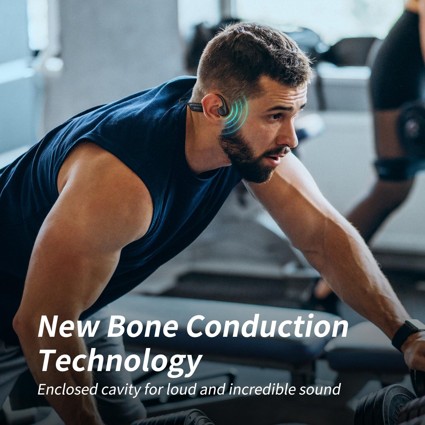 CXK Bone Conduction Headphones Bluetooth 5.4 Open Ear Headphones with Mic, Premium Loud Sound 10Hrs Playtime Bluetooth Headphones, IPX6 Waterproof Sports Headset for Running, Cycling, Walking