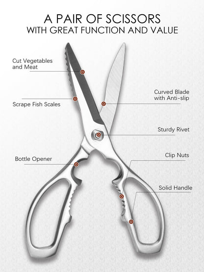 SimCoker Kitchen Scissors, Forged Stainless Steel Heavy Duty Kitchen Shears, Dishwasher Safe Cooking Scissors for Meat, Poultry & Vegetables