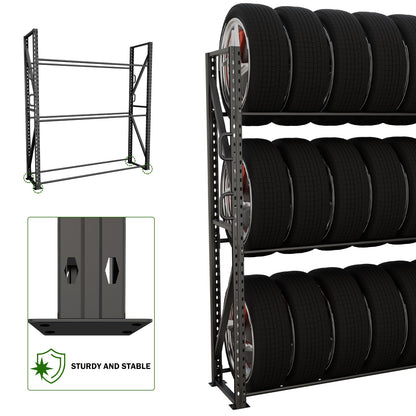 ZUIWAN Large 83" H 3-Tier Tire Stationary Rack for Garage - Heavy Duty 2200LBS Capacity Adjustable Metal Tire Storage Rack for Indoor and Outdoor Use