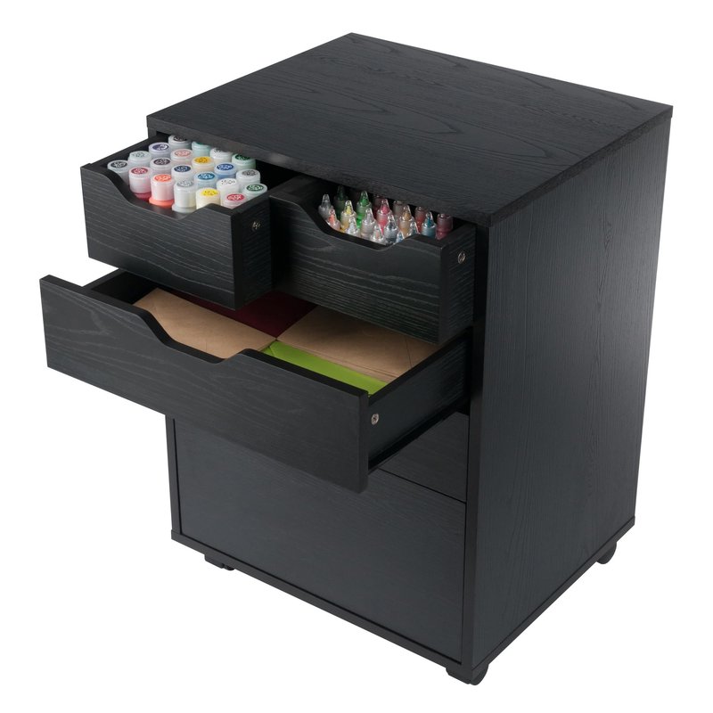 Winsome Halifax Mobile Storage Cabinet with 5 Drawers in Black, Stylish & Functional Home Storage Cabinet for Filing, Kitchen Organization, Moveable Furniture for Office, Dorms, Apartments