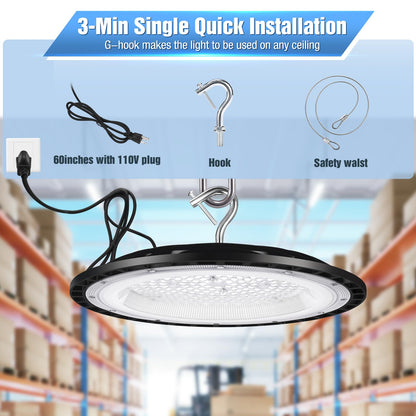 YANYCN 20 Pack 300W UFO Led High Bay Light,120VAC,5000K Daylight Commercial Shop Bay Lighting Fixture,45000LM,[1300W MH/HPS Equiv.] US Plug Area Lighting for Warehouse/Barn/Gym/Factory/Workshop