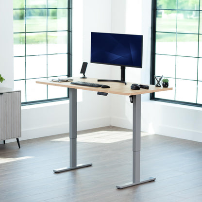 VIVO Electric 60 x 24 in Standing Desk, Memory Height Adjustment, 1B Series, Holds 220 lbs, One-Piece Light Wood Top, Gray Frame, DESK-KIT-1G6C