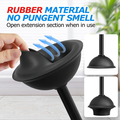 FORASTO 2 in 1 Toilet Plunger and Brush Set，Extended Handle Plunger，Toilet Bowl Brush Plunger Set, Bathroom Cleaning Tools ，Toilet Brush Plunger Combo，Cleaning Brush，Bathroom Cleaning Supplies