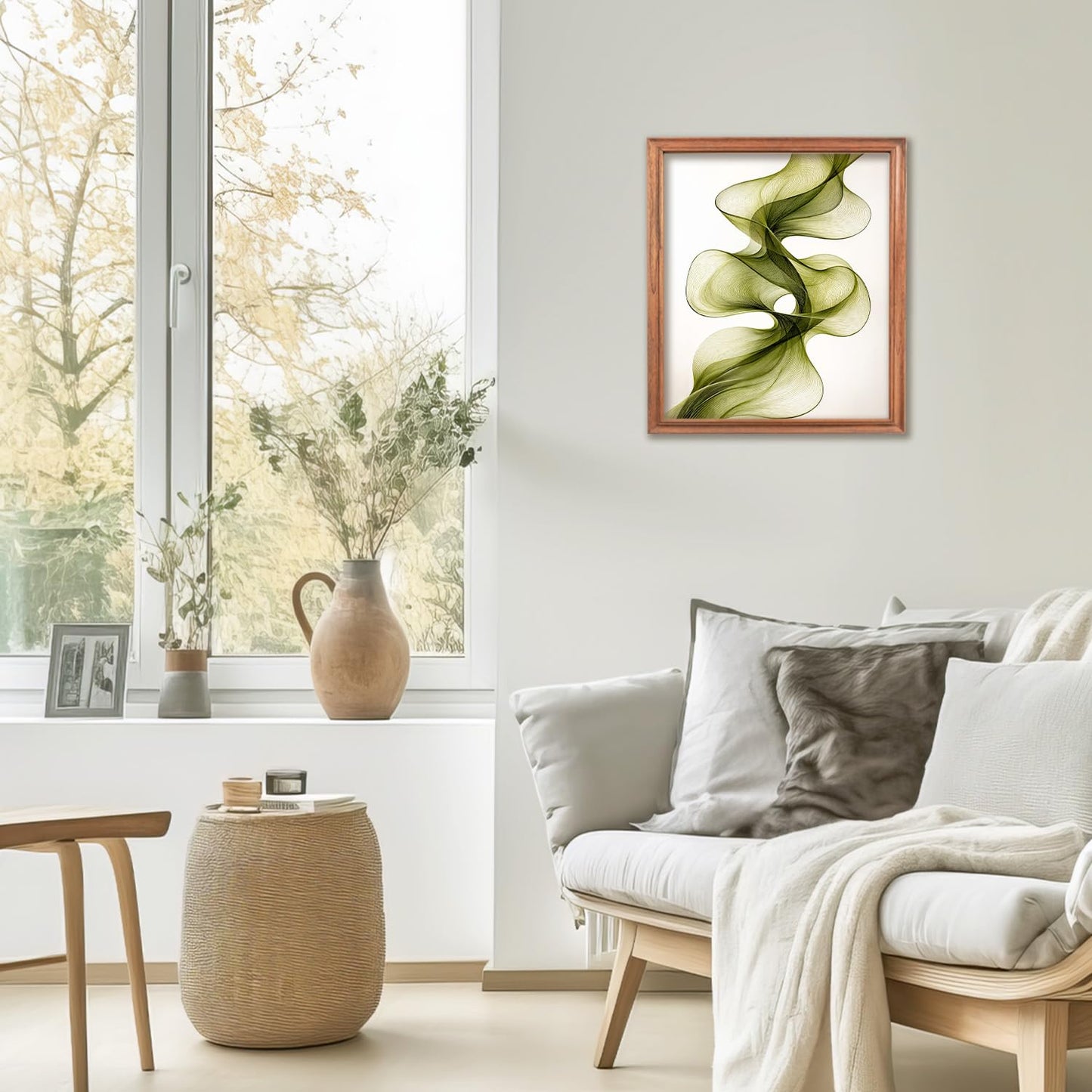 FUHYGU Diamond Painting Kit 9.8x11.8 Inches – Abstract Green Line Art, Modern DIY Full Drill Diamond Art Painting for Adults, Minimalist Wall Decor Home Decoration