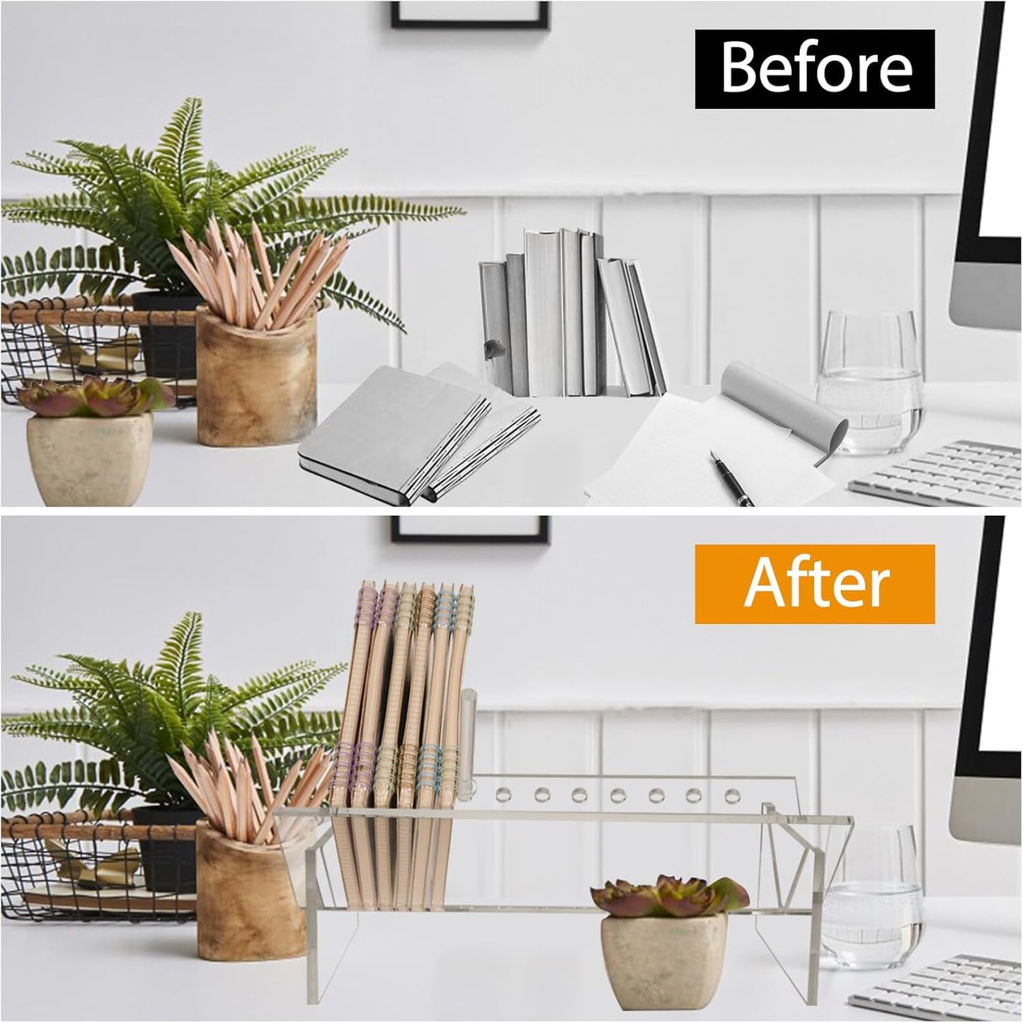 Acrylic Desktop Bookshelf, Clear Mini Bookcase for Magazines, CDs, Storage Organizer for Office Home