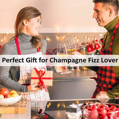 HYZ 2-Pack Champagne Stoppers Wine Saver, Sparkling Wine Vaccum Stoppers with Built-in Pump for Champagne, Prosecco and Cava - Stainless Steel + ABS Champagne Bottle Stoppers, Black