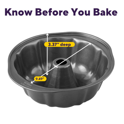 Wilton Gold Non-Stick 9.49 in Fluted Tube Cake Pan, Cold-Rolled Steel Bakeware, Made without PFAS, Packaging May Vary