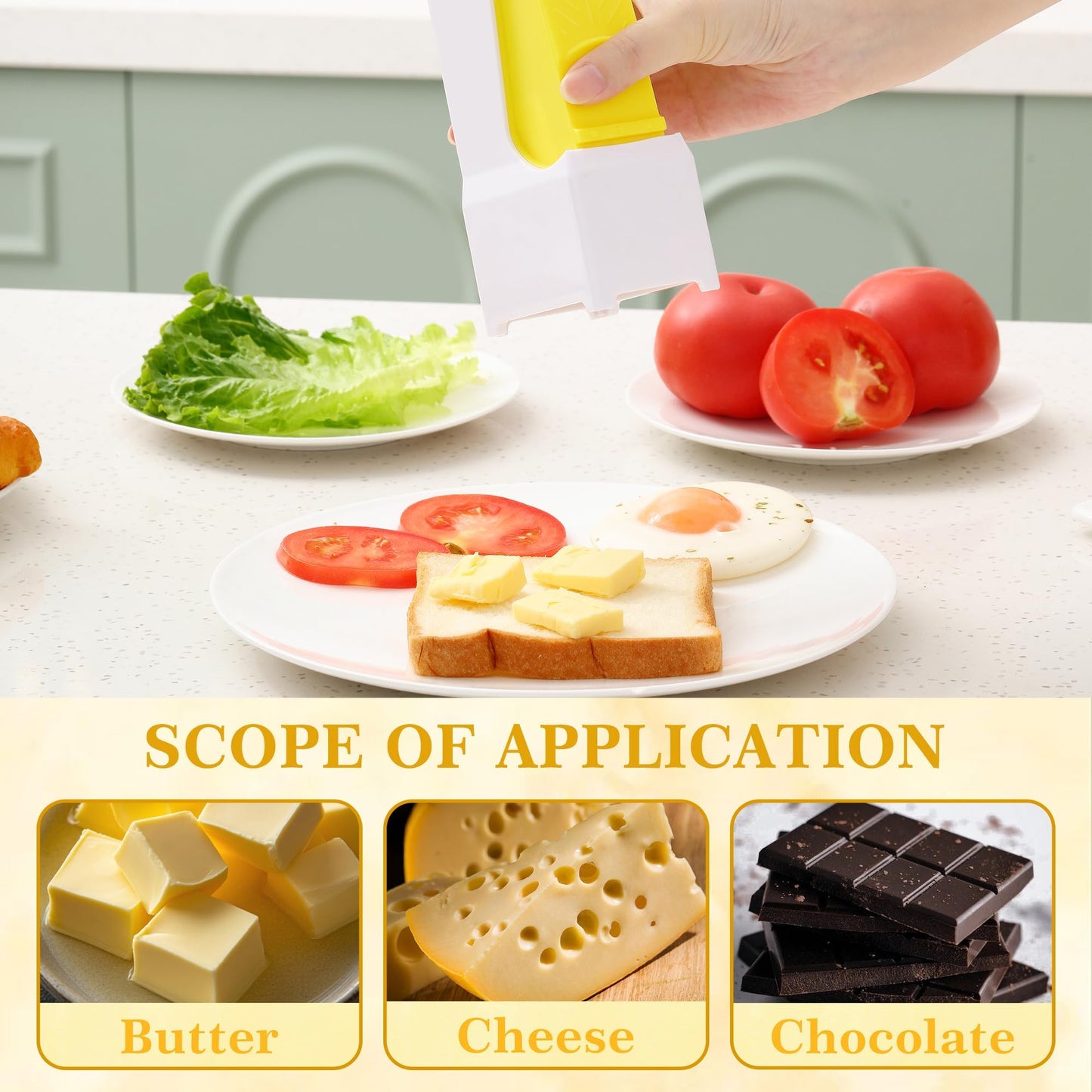 One-Click Butter Slicer with Airtight Storage - Stainless Steel Blade Butter Dispenser, Fridge-Friendly Container with Sealed Lid (Dishwasher Safe)