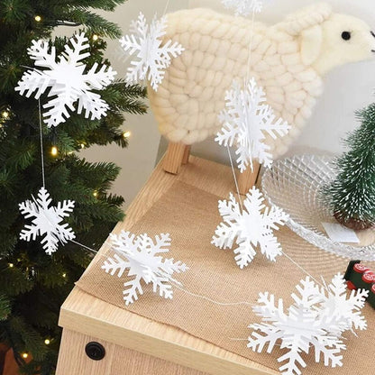 OuMuaMua Winter Christmas Hanging Decorations - 12PCS 3D Large Silver Snowflakes & 12PCS White Paper Snowflakes Garland