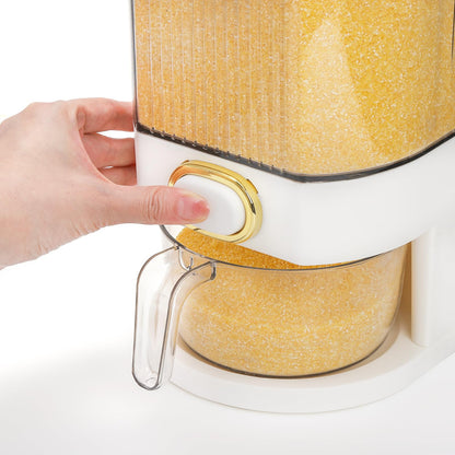 Cididu Clear Rice Holder Dispenser, 22 Lbs Large Grain Storage Container with Measuring Cup, Cylinder Household Food Dispenser Bucket Kitchen Organization for Cereal Oatmeal Coffee Bean Soybean Corn