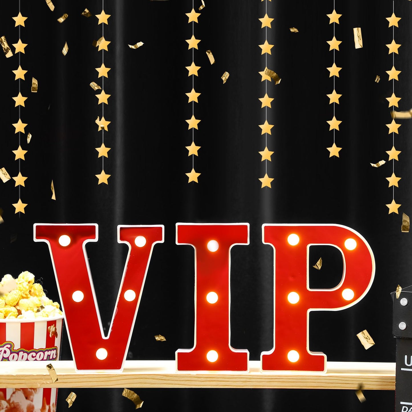 Aurelema VIP 6.3" Light up Letters Sign Party Decorations Battery Powered Marquee Lighted Sign LED Alphabet Letter Lights for Night Party Birthday Home Tabletop Decor Supplies
