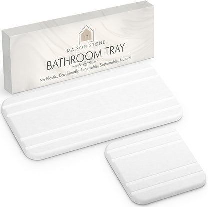 Multipurpose Bathroom Tray with Bonus Vanity Tray, Absorbent Countertop Tray for Perfume, Soap, and Kitchen Use