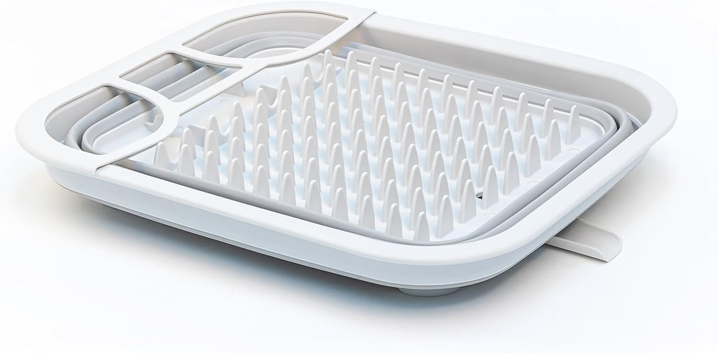 SAMMART 8.5L (2.2 Gallon) Collapsible Dish Drainer, Foldable Drying Rack, Portable Kitchen Storage Tray (Grey)