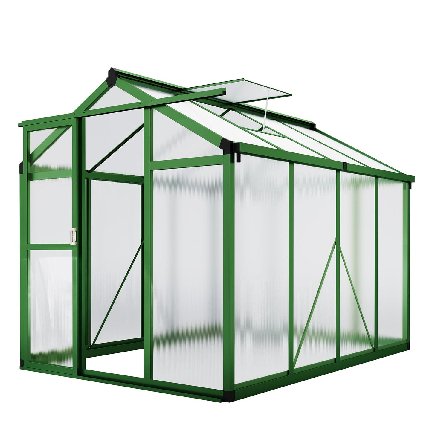 GarveeLife 6x8 FT Greenhouse - Large Aluminum Greenhouses for Outdoors, Heavy Duty Polycarbonate Greenhouse with Roof Vent&Ground Nails, Walk-in Green houses for Garden, Backyard, Patio, Easy Assembly