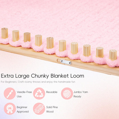 PIRXXIY 65'' Chunky Blanket Loom, Knitting Loom for Custom Hand Knitting Yarn Chunky, Extra Large Chunky Yarn Loom for Beginners DIY Craft Enthusiasts