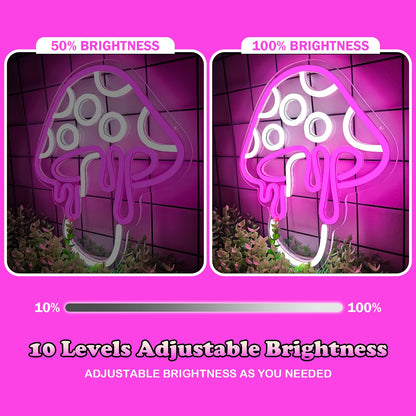 Ajoyferris Mushroom Neon Sign Dimmable Neon Light Sign Mushroom Night Light 3D Light Up Mushrooms Neon Signs for Wall Decor Game Room Bedroom Gift for Kids(Ice Blue)
