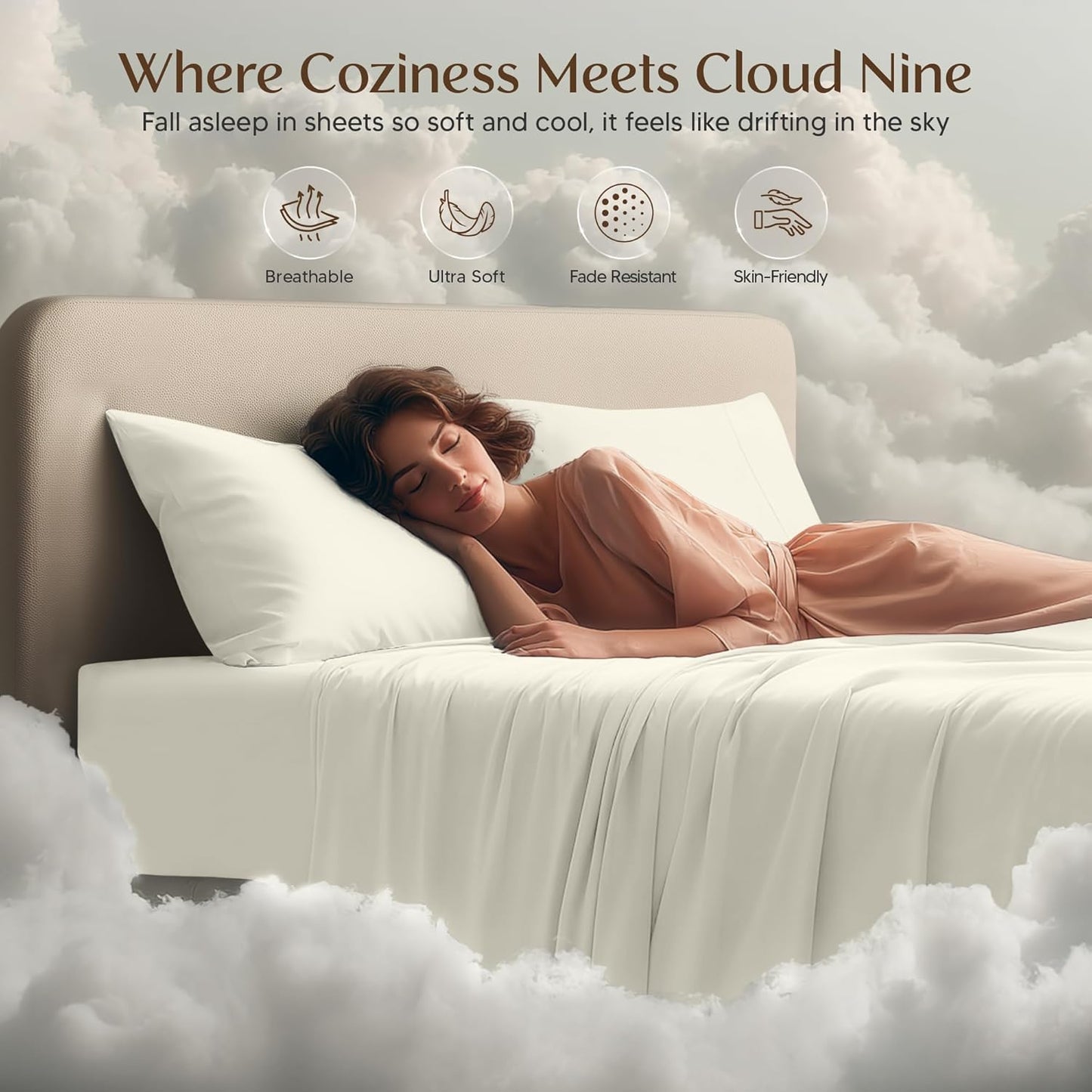 Utopia Bedding King Size Sheet Set - Soft, Breathable Microfiber | 4-Piece Ivory Bed Sheets Set