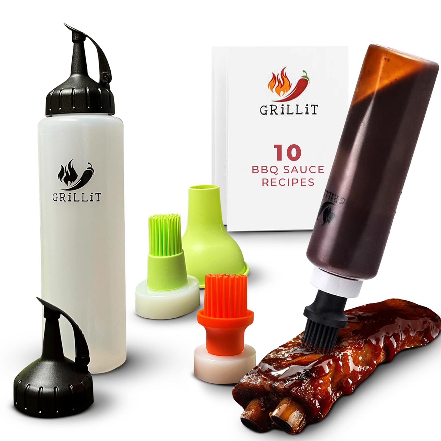 BBQ Brushes for Sauce – Silicone Basting Brush Dispenser for Grilling, Roasting & Baking - BBQ Sauce Bottles for Cooking, Marinades and Oils – Grilling Accessories & Gifts for Men