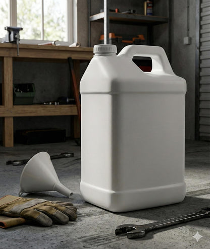 kitchentoolz 2.5 Gallon Water Jug – Heavy-Duty HDPE Carboy for Automotive Used Oil & Liquid Storage – 10 Quart Mixing Container with Secure Lid – Made in USA - White