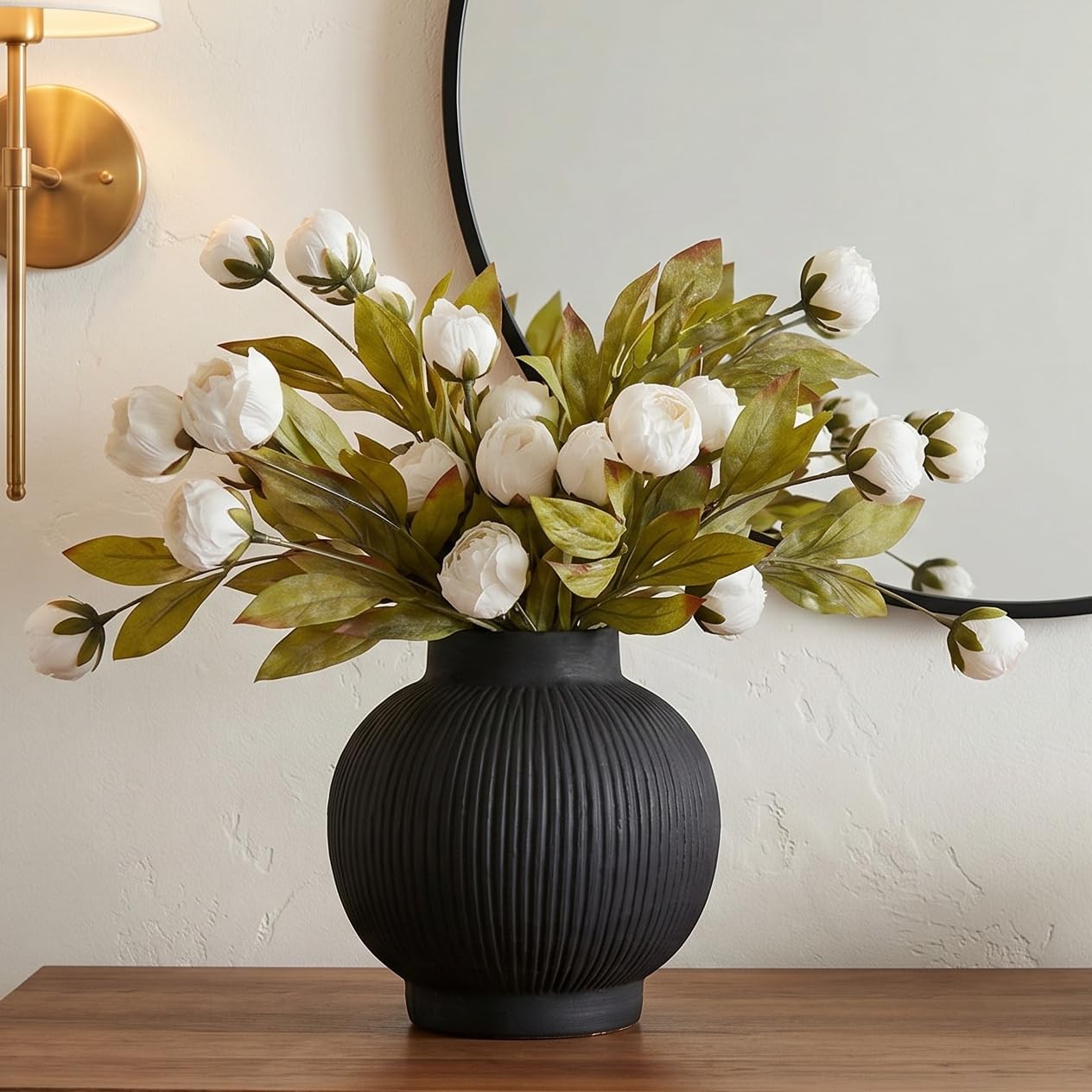 Sousi 6 PCS Artificial Silk Peony Fake Flowers, 27" Long Stem Peonies Bulk for Tall Vases DIY Wedding Bouquet Centerpieces Floral Arrangements Fillers Home Decor, Ivory