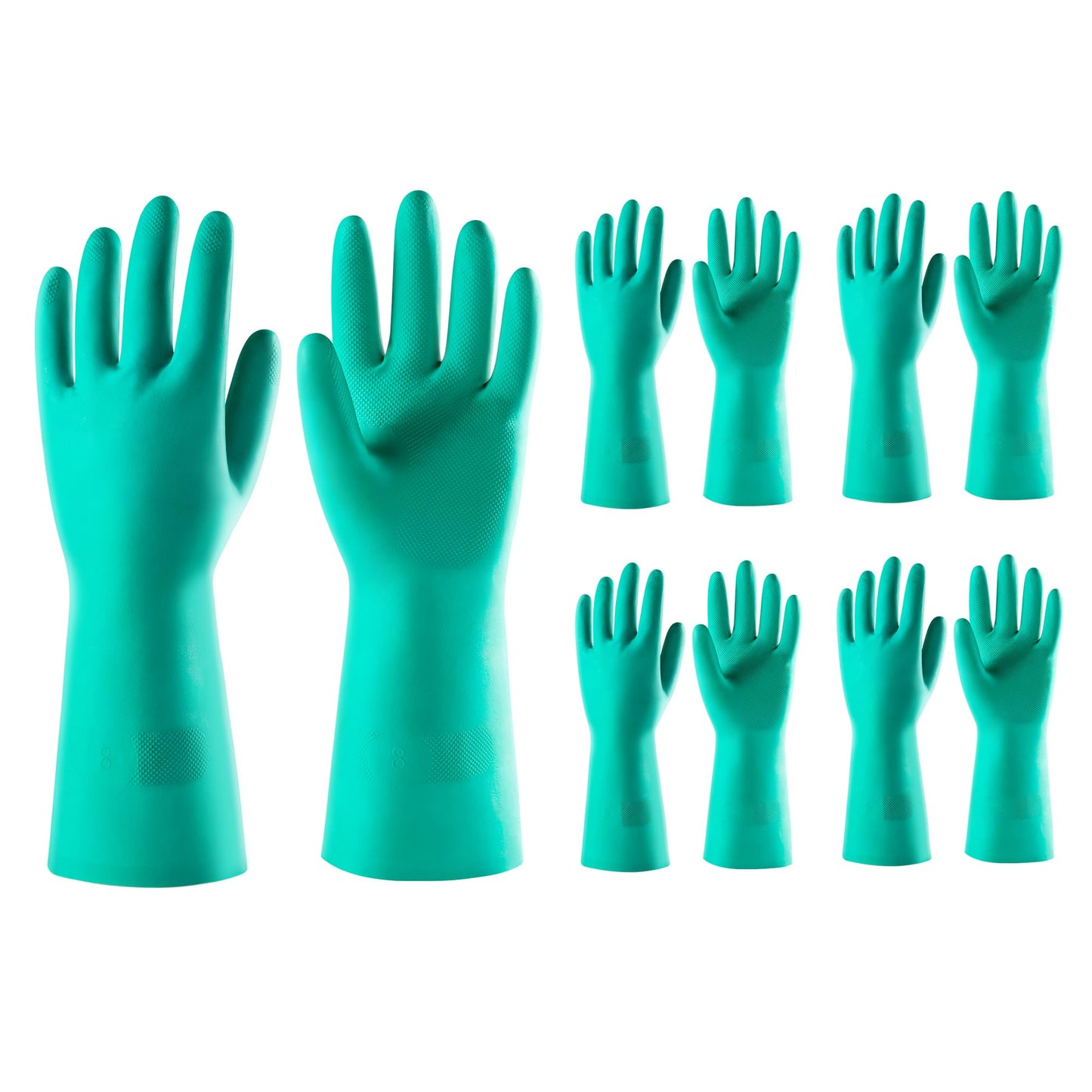 ThxToms 5 Pairs Nitrile Chemical Resistant Gloves, 15mil,13", Reusable Latex Rubber Free Heavy Duty Gloves, Acid Alkali Oil Protection, Industrial Use and Household Cleaning, Non-Slip, Medium