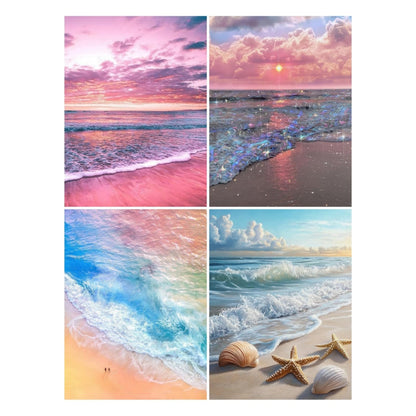 4 Pack Beach Sunset 5D diamond painting for adults Kits, Full Drill Coastal 5D diamond art kits for adults, Scenic Ocean gem art kits for adults, art dot painting Set Home Wall Decor 11.8x15.7 Inch