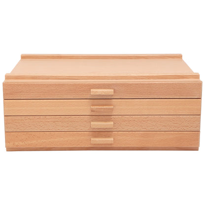 HG Art Concepts 4-Drawer Artist's Chest Craft Storage Box, Natural Birch Finish, Foam-Lined Drawers for Brushes, Removable Dividers, Sturdy Wood Construction, Stackable Solution