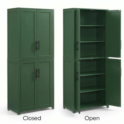 Casaphoria Kitchen Pantry Cabinet, 67" Tall Freestanding Kitchen Cabinet with 4 Adjustable Shelves, 28" W Storage Cabinet for Kitchen Pantry Organization (Green, Single)