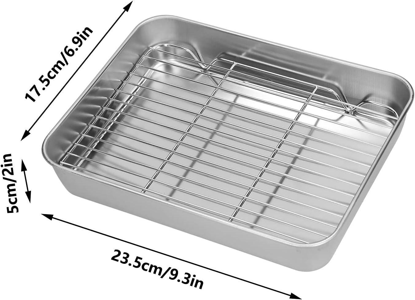 Stainless Steel Roasting Pan, Broiler Pan with Rack Set, Rectangular Roaster for Cooking and Baking