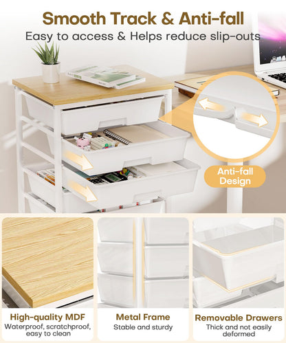 Homde Rolling Storage Drawer Cart: 8-Drawer Sort to Clear Desk & Dresser Clutter - Anti-Fall Smooth Glide Prevents Spill-Out During Daily Grab - Lockable Wheels Keep It Steady