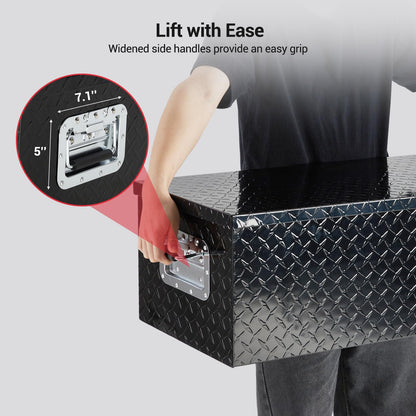 ExploreHorizon 39 Inch Aluminum Truck Tool Box, Truck Bed Storage Box With Security Lock and Wider Handles, Heavy Duty Waterproof Tool Box Organizer Chest for Pick Up Truck Rv Trailer - Black