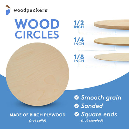Wood Circles 15 inch, 1/4 Inch Thick, Birch Plywood Discs, Pack of 1 Unfinished Wood Circles for Crafts, Wood Rounds by Woodpeckers