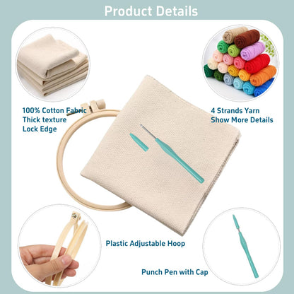 Punch Needle Kits Magnolia Flowers Easy for Beginners DIY Embroidery Starter Set with Hoop Stress Relief Craft Hobby and Home Decor 20x20cm-2