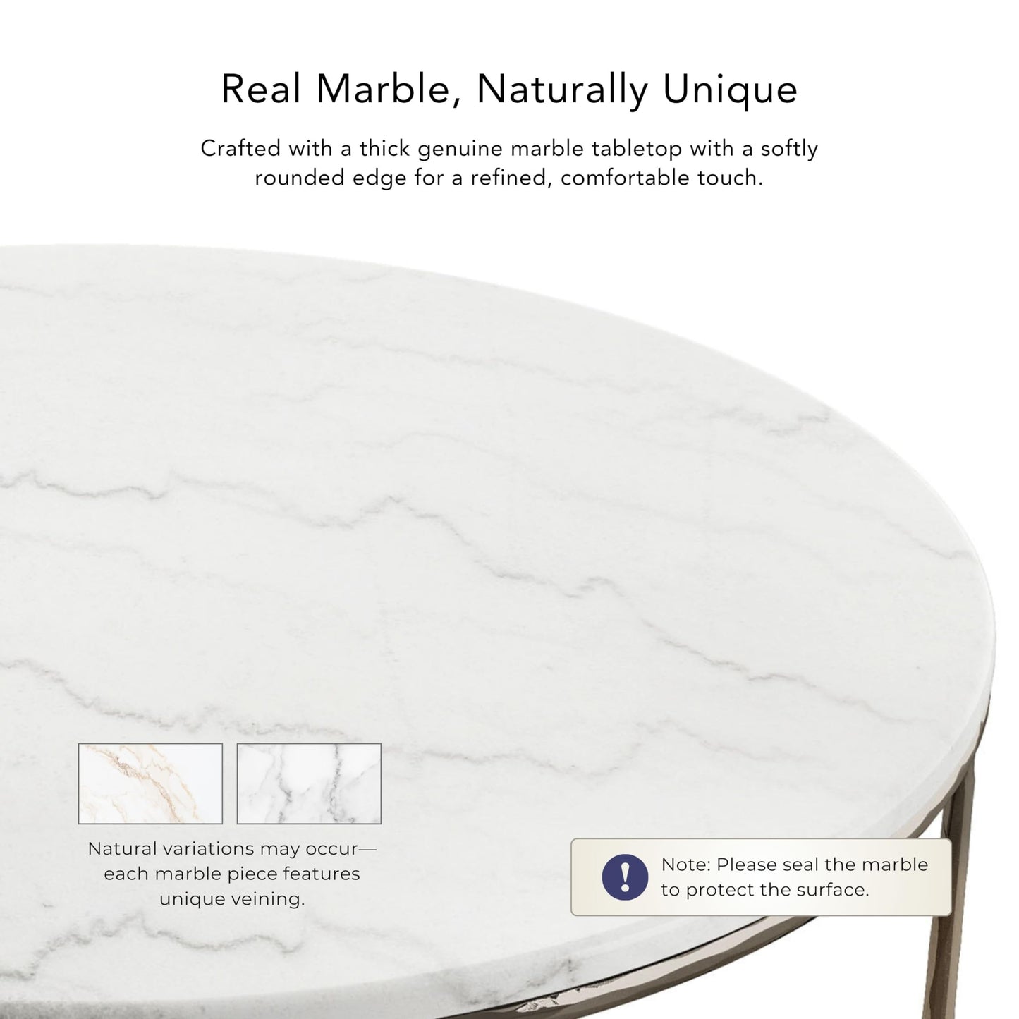 24/7 Shop at Home Aureum Modern 35-inch Round Marble Top Coffee Table with X-Brace, Hammered Dark Bronze Metal Frame for Living Room, Office, White