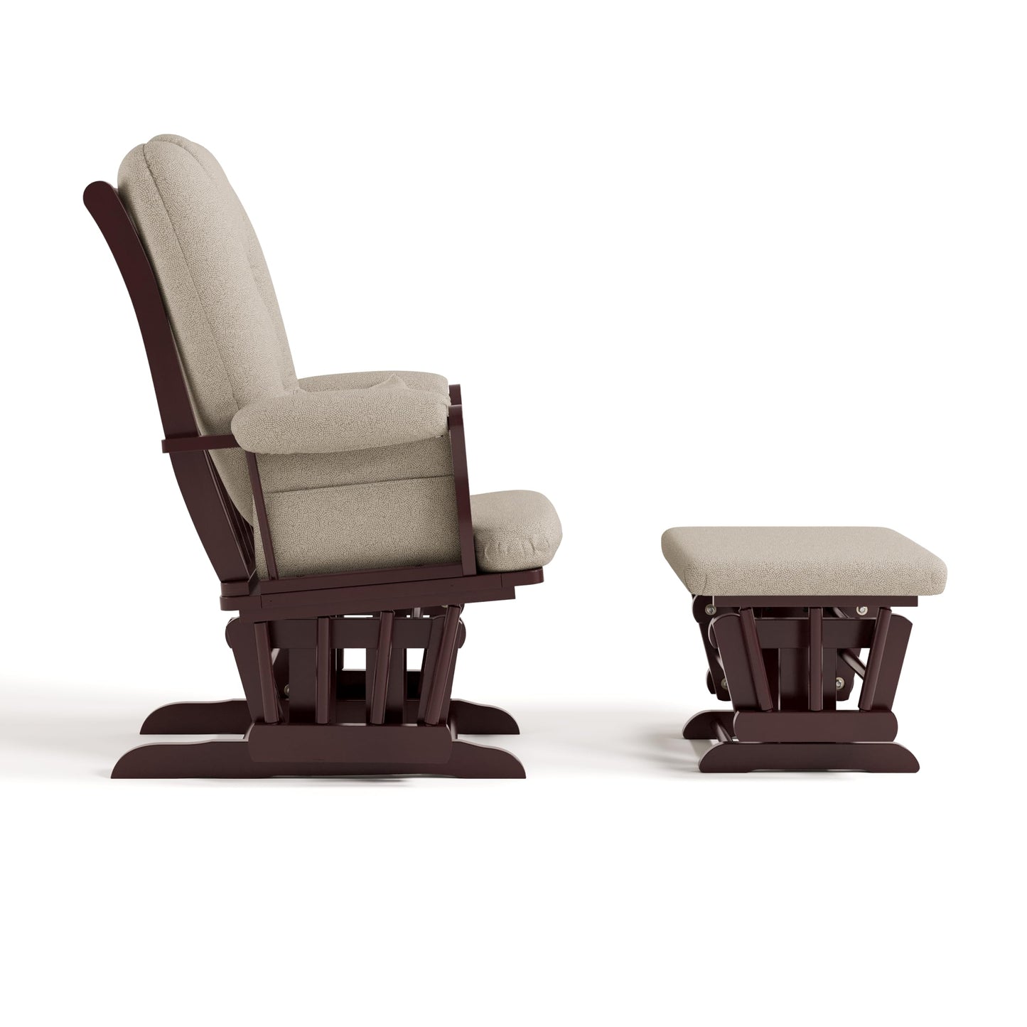 Storkcraft Tuscany Custom Glider and Ottoman with Free Lumbar Pillow (Espresso/Taupe Swirl) - Cleanable Upholstered Comfort Rocking Nursery Chair with Ottoman