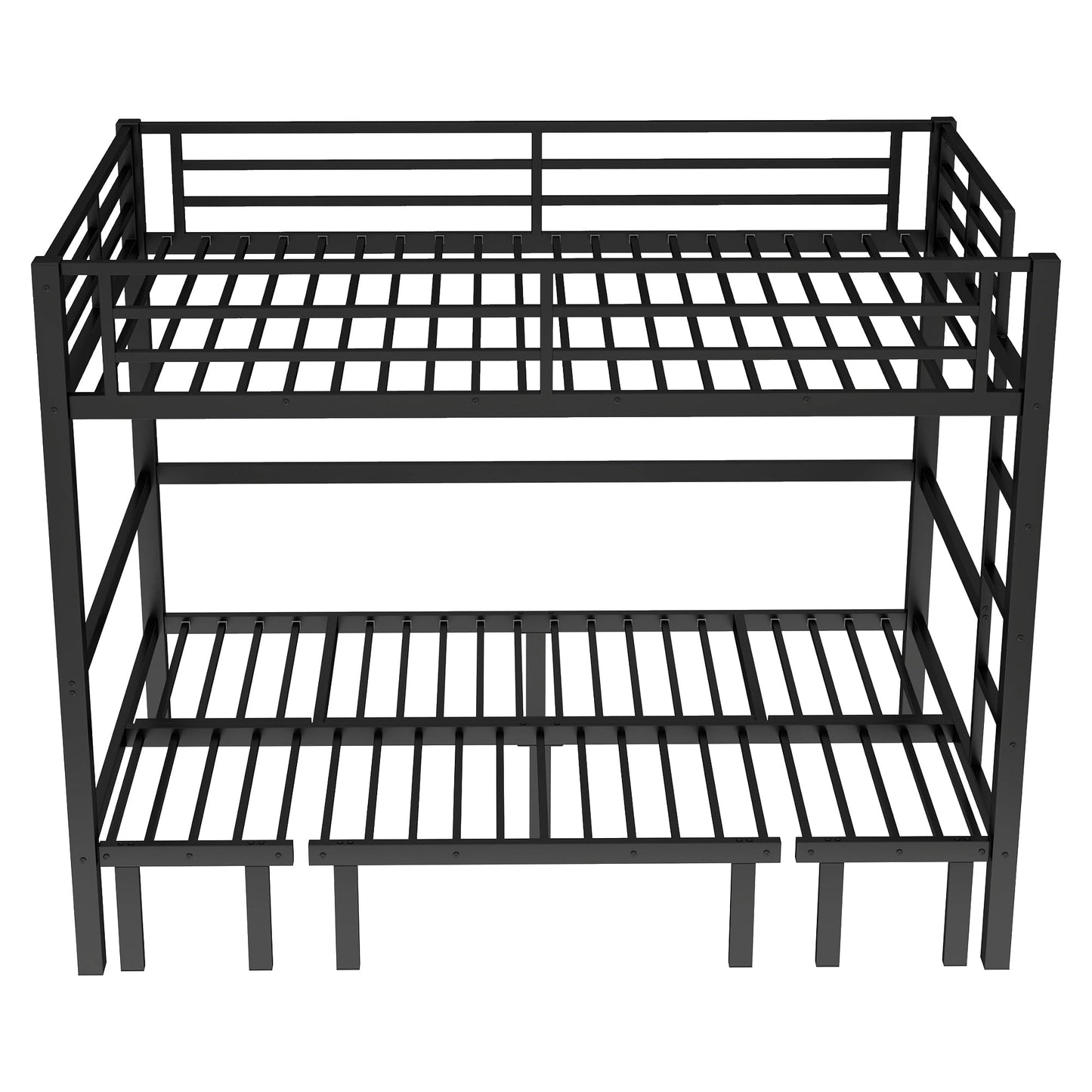 Bellemave Twin XL Over Twin XL Futon bunk Bed, Lower bunk can be Pulled Out in Three Sections, Loft Bed with Sofa for Teens, Adults, Bedroom, Black(Excluding Cushions and mattresses)