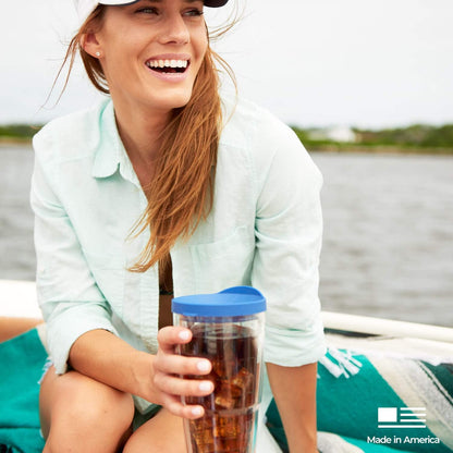 Tervis Peacock Tumbler with Wrap and Turquoise Lid, 24oz, Clear