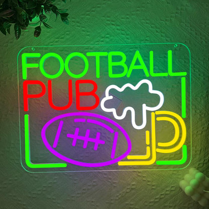 Beer Neon Sign, Bar Led Neon Light Signs for Home Bar Wall Decor Dimmable Football Light up Sign for Pub Bistro Night Club Home Man Cave Decoration Gift USB Powered(15.6"*11.5")