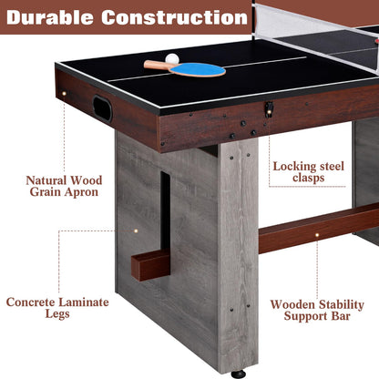 4-in-1 Combo Game Table – 55" Multi-Game Table with Foosball, Electric Air Hockey (Powerful 700mA Motor), Ping Pong & Poker – Great for Home & Game Room Fun