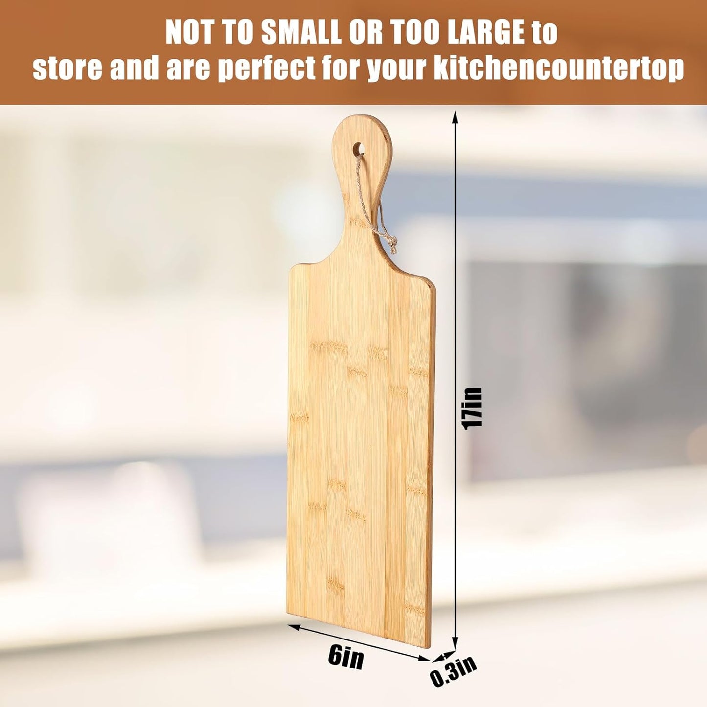 12 Packs Set Bread(Bamboo,17 6 Inch) Patelai Wooden Cutting Board with Handles Large Kitchen Serving Plain Chopping