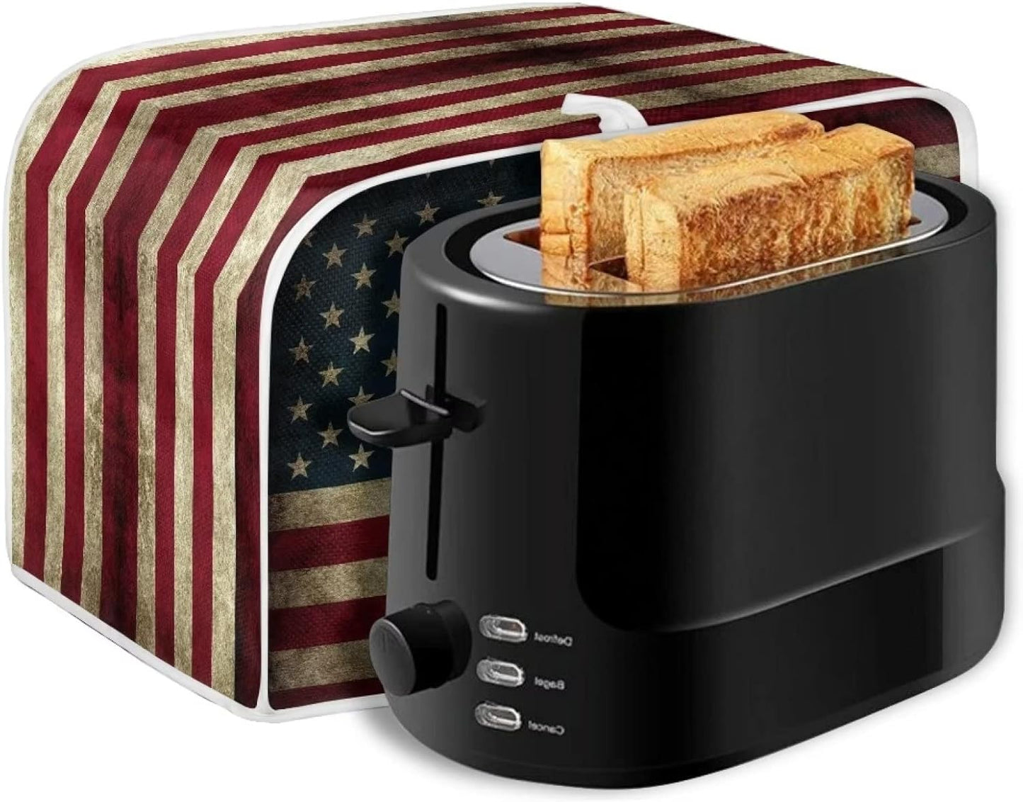 Mumeson American Flag Print Toaster Cover, 4 Slice Dustproof Covers, Stain Resistant Bakeware Protection Decor