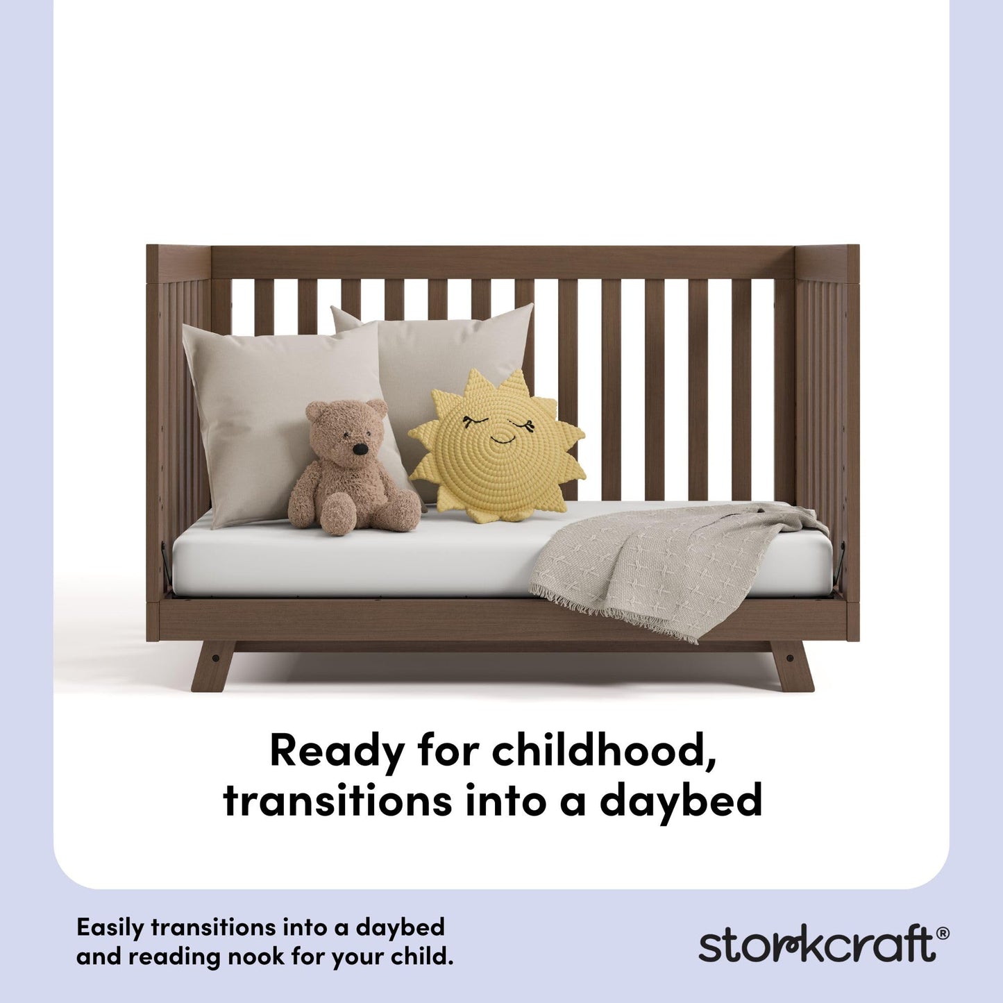 Storkcraft Beckett 3-in-1 Convertible Crib – GREENGUARD Gold Certified, Fits Standard Crib Mattress, Converts to Toddler Bed and Daybed, 4 Mattress Heights, Grow-with-Me Design (Hazelnut)