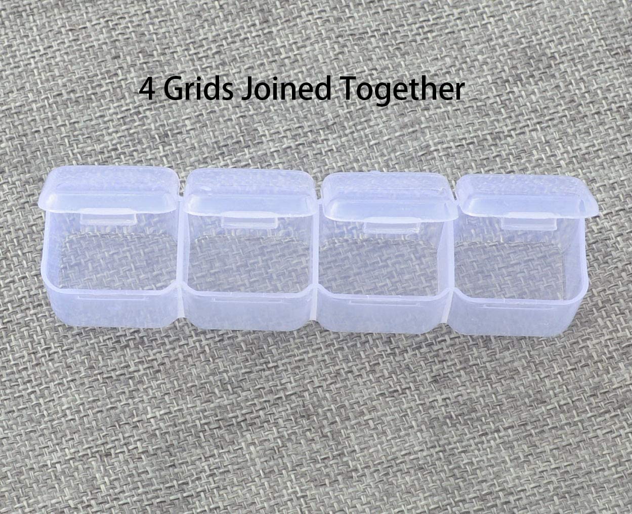6 Pcs 28 Grids Clear 5D Diamond Painting Embroidery Box, Accessories Storage Containers Adjustable Bead Case with 196 Pcs Label Stickers (28 Grids 6 Pack)