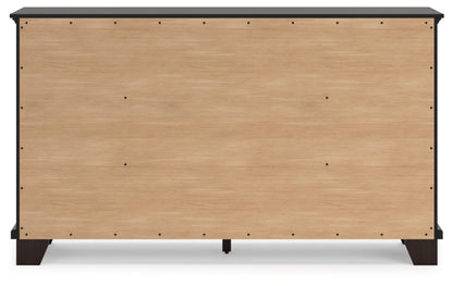 Signature Design by Ashley Covetown Contemporary 7 Drawer Dresser with Safety Stop for Bedroom, Dark Brown